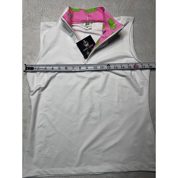 Sailor-Sailor Britt Sleeveless Golf Top White Golf Life Pink SZ S UPF 50+ NWT - Picture 8 of 12